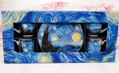 Grace Teaware Van Gogh "Starry Night" 8-Piece Espresso Set