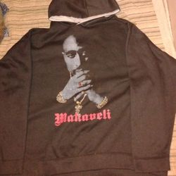 Young Makaveli 2Pac Tupac Shakur Rapper Mens XXLarge Bling Pullover Hoodie