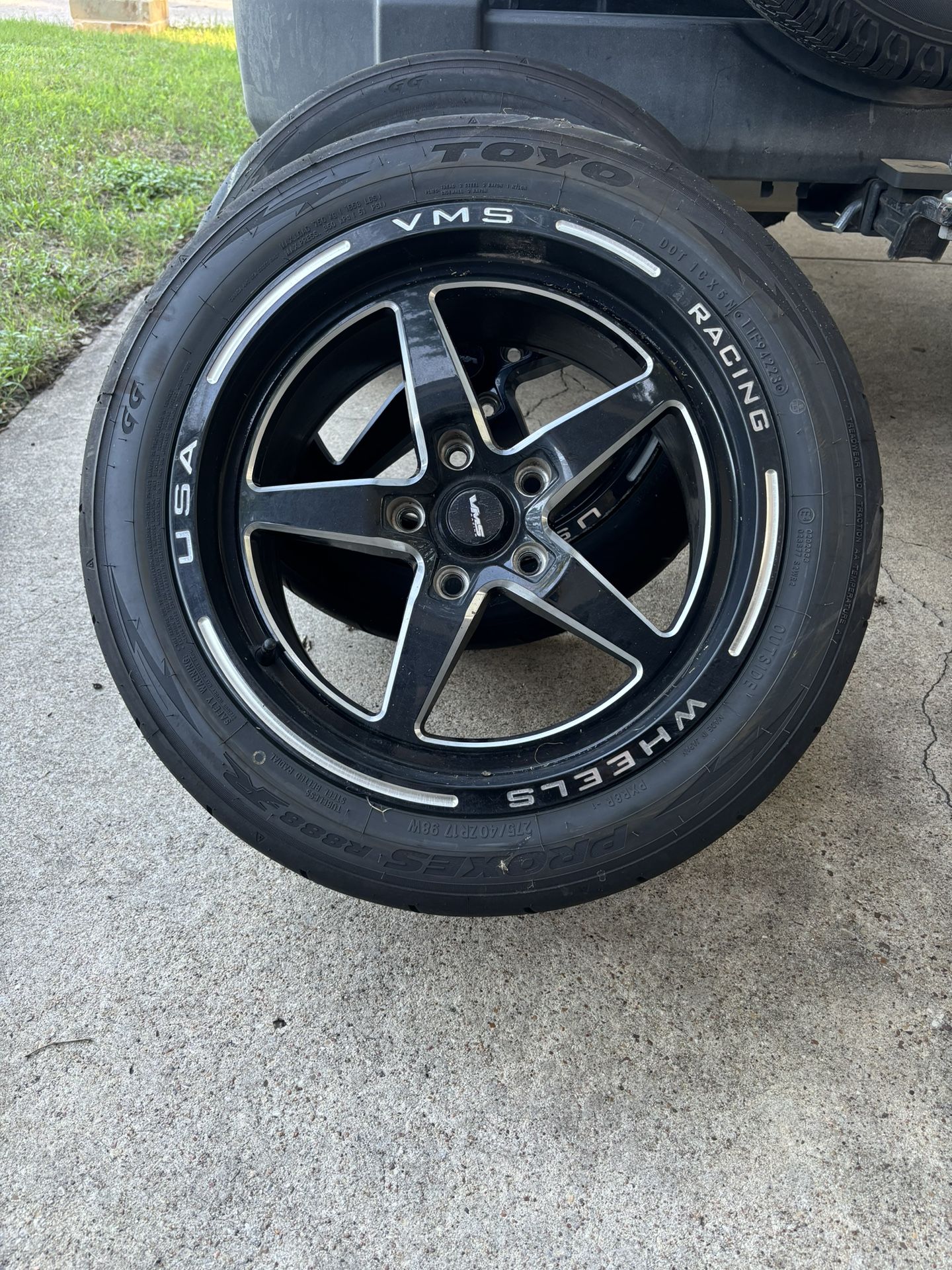 2 VMS Drag Wheels 17x10 On Toyo Tires Like New Mustang Fitment