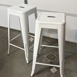 Set of 2 White Metal Bar Stools – New in Box