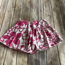 Gymboree Girl's Pink & White Flower Skirt Skort Size 5 Drawn Flower Hop 'n' Roll