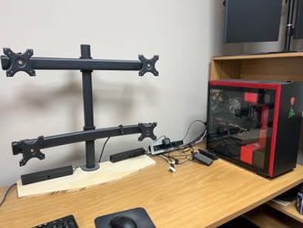 Heavy-Duty Quad (4) Monitor Desk Mount – C-Clamp