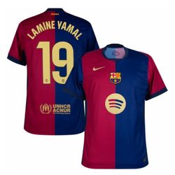 Lamine Yamal # 19 Barcelona Barca Red/ Blue Jersey New With Tags