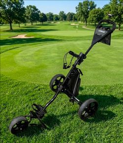 JANUS 3-Wheel Golf Push Cart Lightweight 3-wheel folding frame with wide EVA wheels