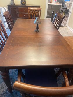 Wood Dining Table with 6 Chairs and buffet