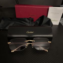 Pre-Owned C Decor Rimless Sunglasses Gold Tone Frames with Box and Case