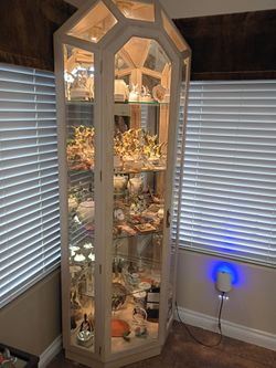 Tall Lighted Corner Curio Cabinet