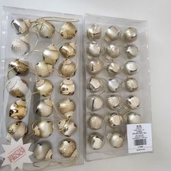 2 Boxes Gold String Of Bells Shatter Proof 6.33ft. NEW