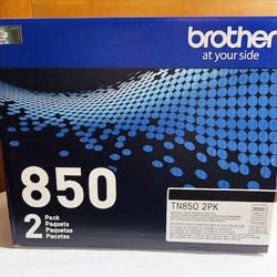 New, Brother Genuine High-Yield Black Toner Cartridge Twin Pack TN850 2PK, Model: TN8502PK