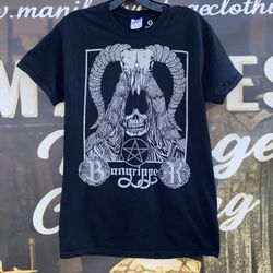 BONGRIPPER BLACK METAL BAND T SHIRT HSWD PENTAGRAM GOAT HEAD WOMENS SIZE SMALL