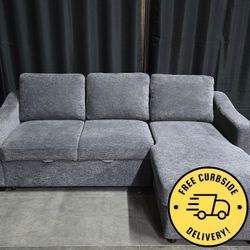 Coddle Aria Fabric Sleeper Sofa with Reversible Chaise and Storage, Gray