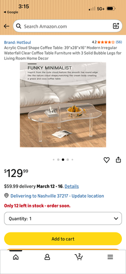 Acrylic cloud shaped coffee table