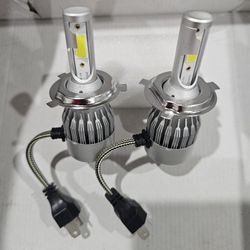 New H4 LED Light Bulbs With Built In Fan On Each. Bright White Led Light 6000k. 1 Pair
