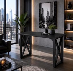 55" Rectangle Black Bar Table, Counter Height Pub Table. NO STOOLS!