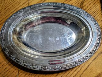 Vintage Oneida Silversmiths Oval Serving Tray/Bowl Silver Plate 12 1/4" x 8 3/4" x1 3/4" 