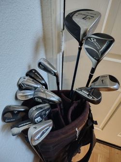 Full 14-Piece Golf Club Set: Cobra L4V Driver, Adams Fairway Wood/Hybrid Irons, Wedges, Putter, & Callaway Golf Bag