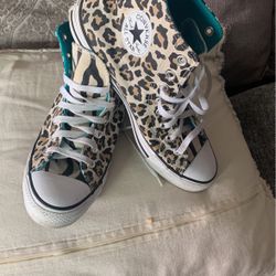 #converse #chuck Taylor #unisex Men9.5 Women 11.5 #leipard #high Top