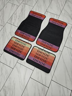 Brand New 4PCS UNIVERSAL BRIDE MIX Racing Fabric Car Floor Mats Interior Carpets