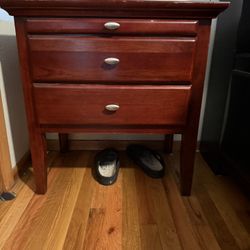 Two Matching Solid Oak Nightstands