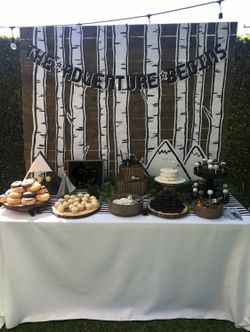 The Adventure Begins Modern Banner Baby Shower Birthday Adventure Themed Party Decor