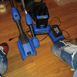 Two Blue Kobalt Electric Weed Eaters 40 Volt And A 24 Volt