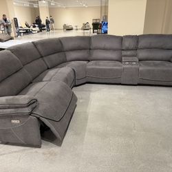 Gray Sofa Sectional 3x Power Recliners