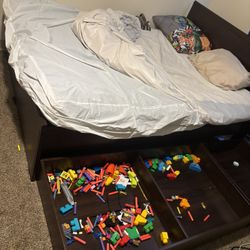 Four Drawer Full Bed Frame And Futon Bed Covered Size Full