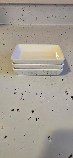 White Ceramic Rectangular Dipping Dishes Set of 3