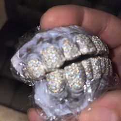 Silver Moissanite Grillz 150$ Per Tooth! Special! Will Pass Diamond Tester!