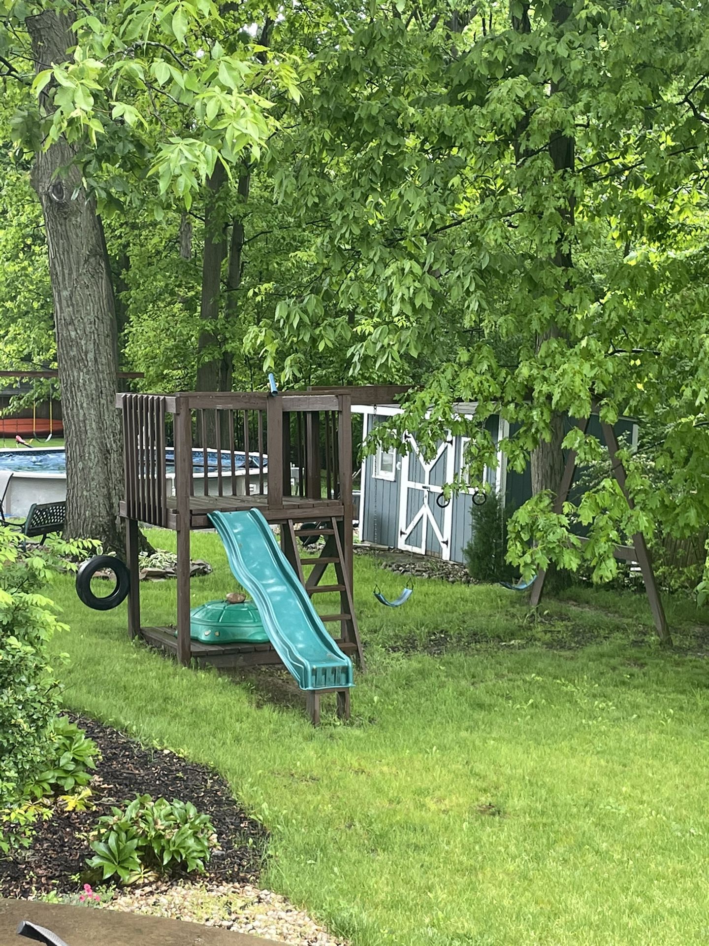 Swing set, Teeter Totter And Sandbox