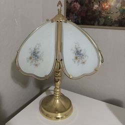 Vintage Brass Floral Lamp