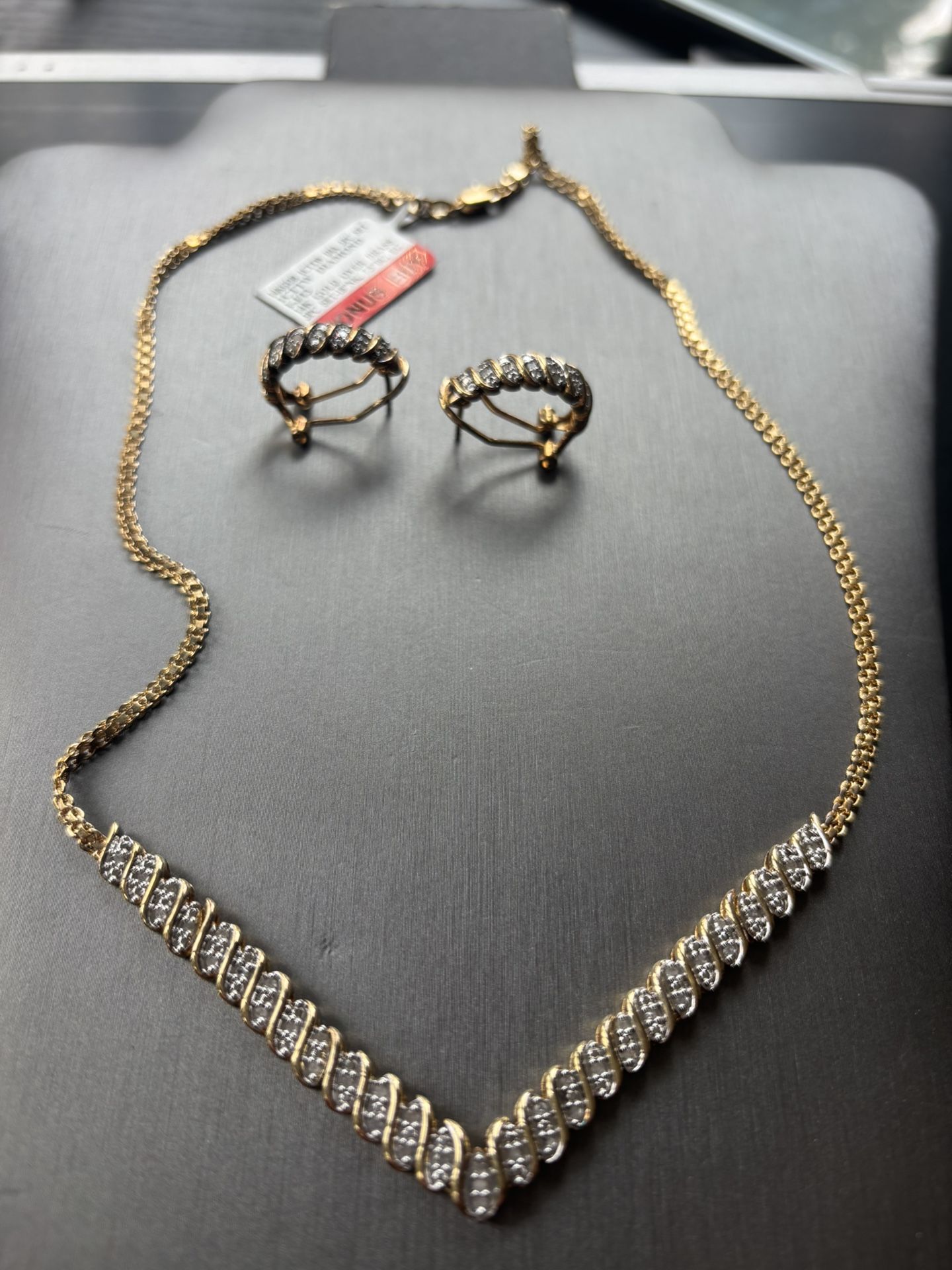 Diamond Necklace And Earring Set