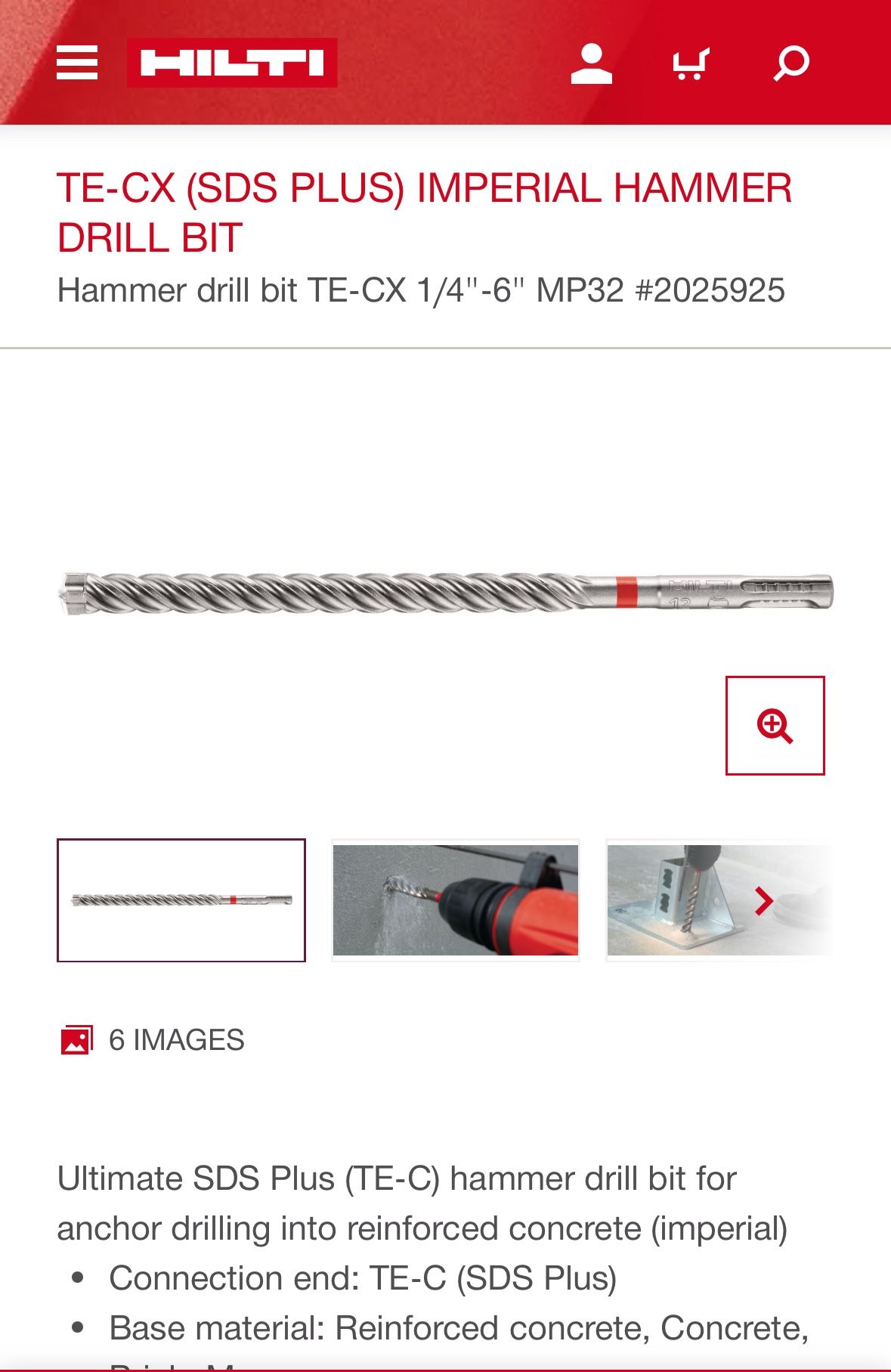 Hilti Sds Bits TE-CX 1/4 “ - 6” Mp32