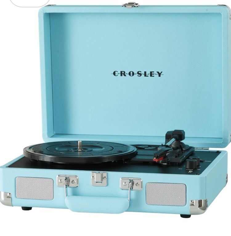 Crosley Vintage 3-Speed Bluetooth in/out Suitcase Vinyl Record Player Turntable, Turquoise