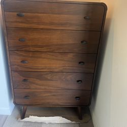 New Mid Century Chest W Rounded Corners.  Solid Wood / Dark Walnut Finish.  36x17x53H.  Free Delivery!