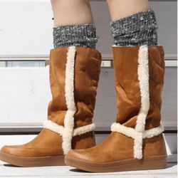 Tan Fur and Suede Winter Boots