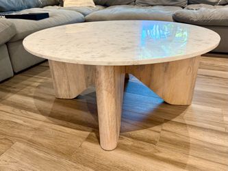 WESTELM Maddox Solid Wood & Marble  Coffee Table 36”
