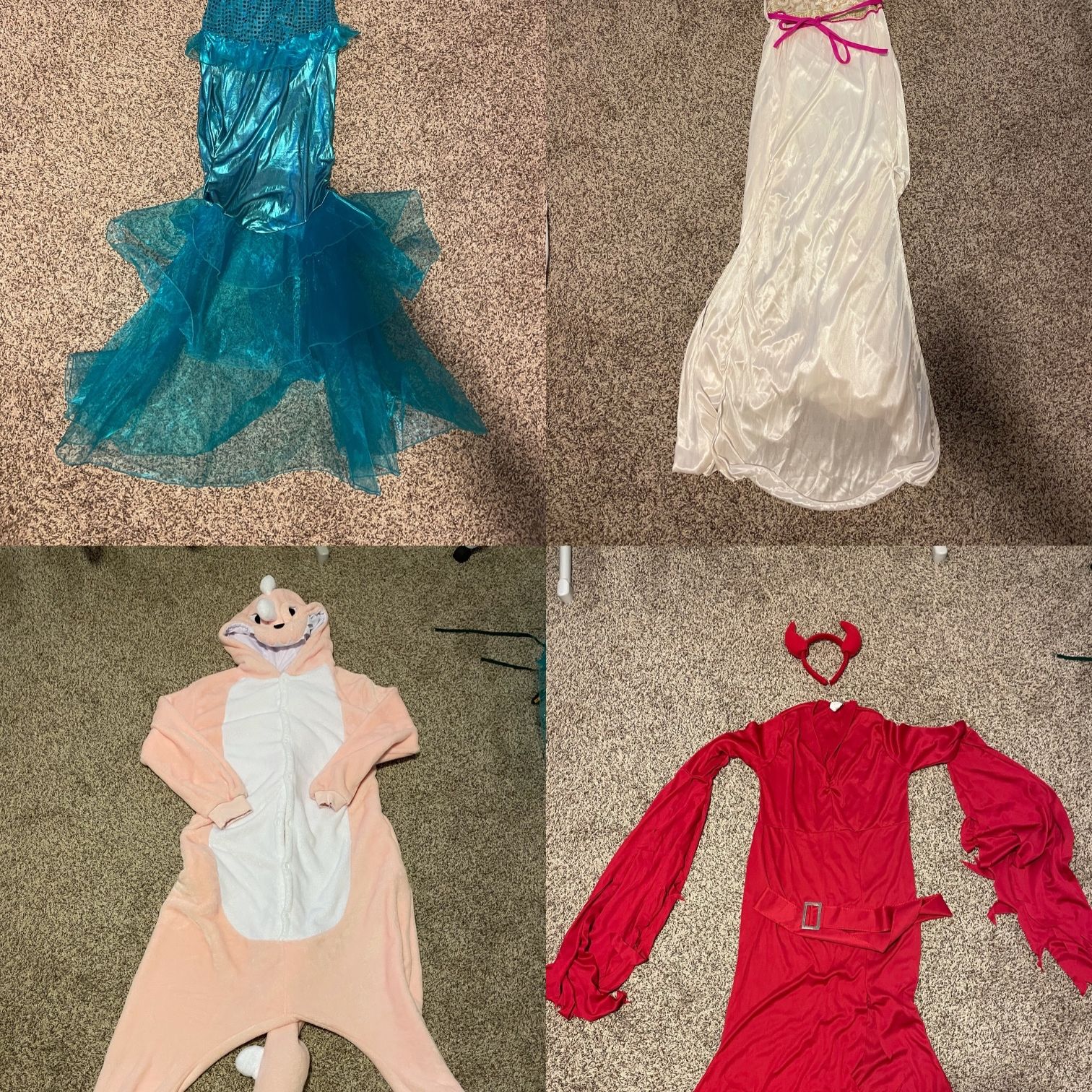 Women 4 Costume Size S Pink Dinosaur Mermaid Princess Devil