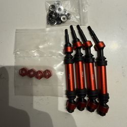 RC Drive Shaft CVD Axles Upgrades Part for 1/10 Slash VXL 4X4,Rustler VXL 4X4,Stampede VXL 4X4,#45 Steel Front Rear Driveshaft with Hex,Red
