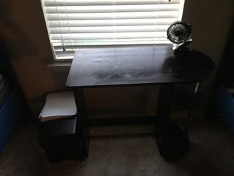 Black Desk (PRINTER AND FAN NOT INCLUDED)