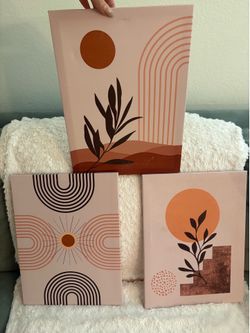 Set of 3 BOHO wall decor canvas