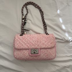 Karl Lagerfeld Pink Tweed Shoulder Bag