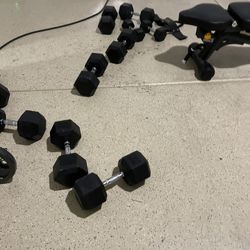 E.T.E Rubber Hex Dumbbells (15lb To 55lb)