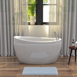 NEW !! Japanese style 59 in. Acrylic Deep Soaking Freestanding Bathtub with Faucets and Seat