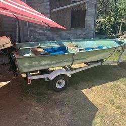 1963 Aluminum 13 Foot Fishing Boat With Motor Runs Great 