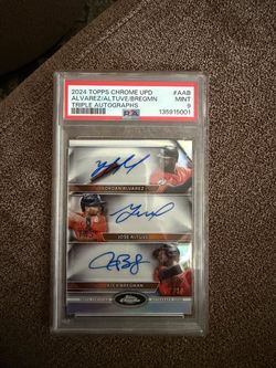 2024 Topps Chrome Alvarez Altuve Bregman Triple Auto PSA 9