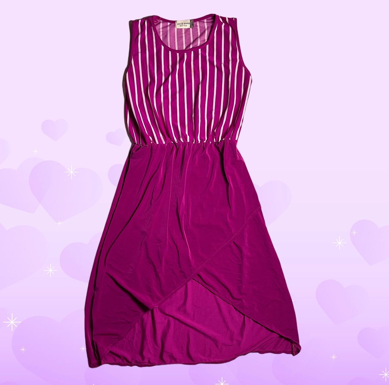 John & Anna Purple Striped Stretch Sleeveless dress Size S