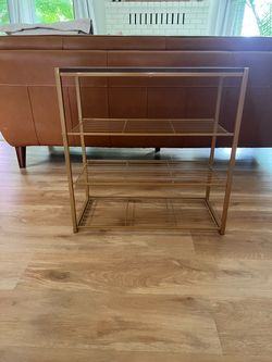 4 Tier Brass and Wood Shoe Rack