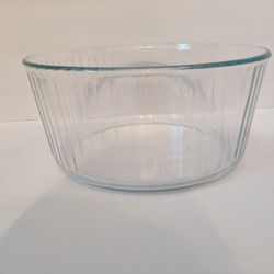 Vintage Pyrex Clear Round Ribbed Souffle/Salad Bowl