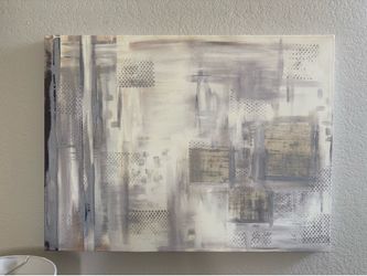 Large Wall Decor Canvas 40”x30” - neutral gray cream colors